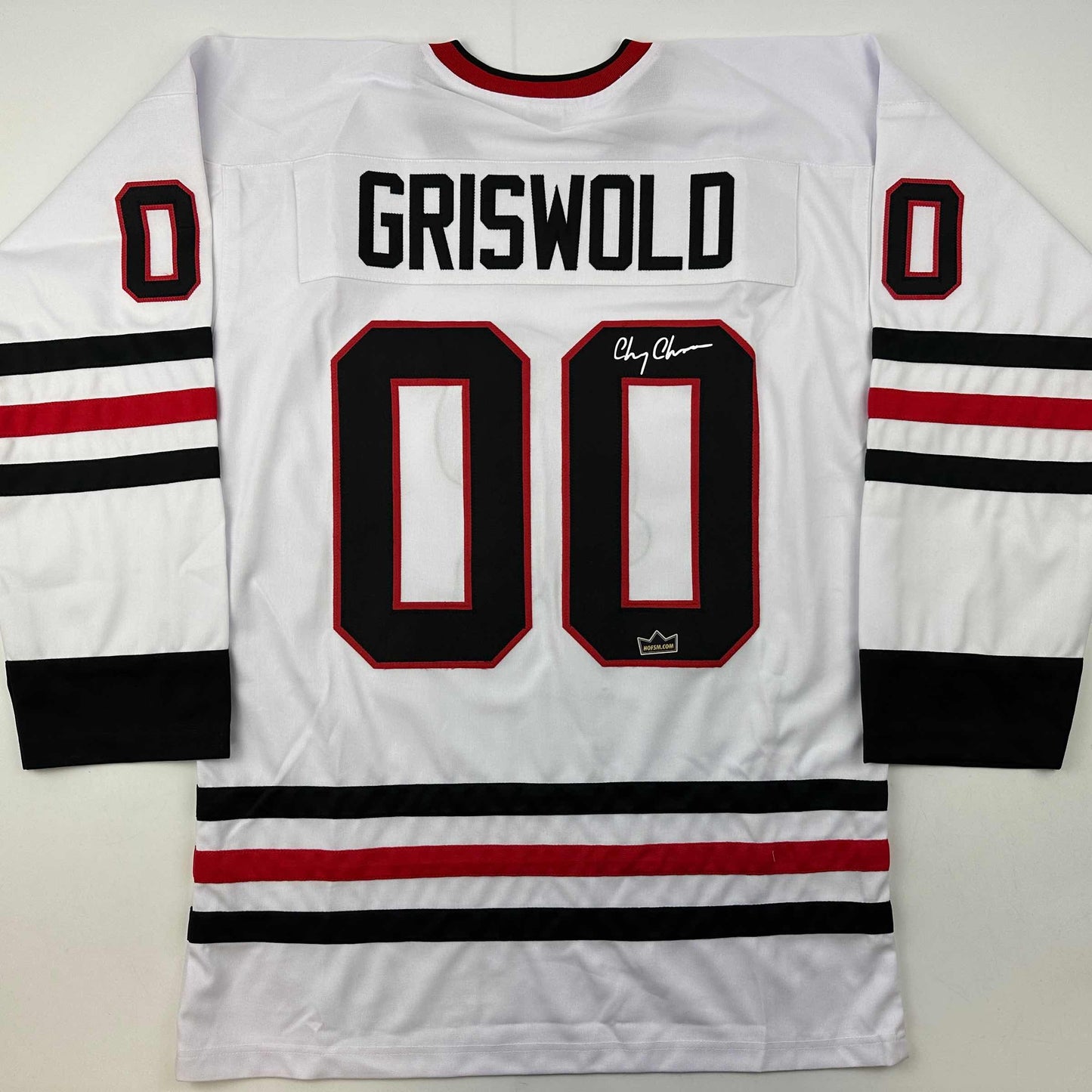 Facsimile Autographed Chevy Chase Clark Griswold Christmas Vacation Movie Chicago White Reprint Laser Auto Hockey Jersey Size Men's XL