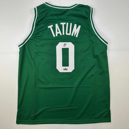 Facsimile Autographed Jayson Tatum Boston Green Reprint Laser Auto Basketball Jersey Size Men's XL