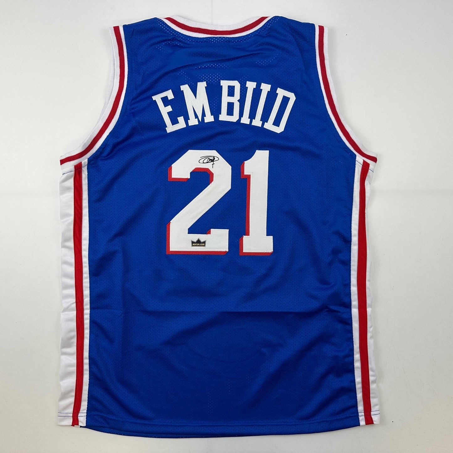 Facsimile Autographed Joel Embiid Philadelphia Blue Reprint Laser Auto Basketball Jersey Size Men's XL