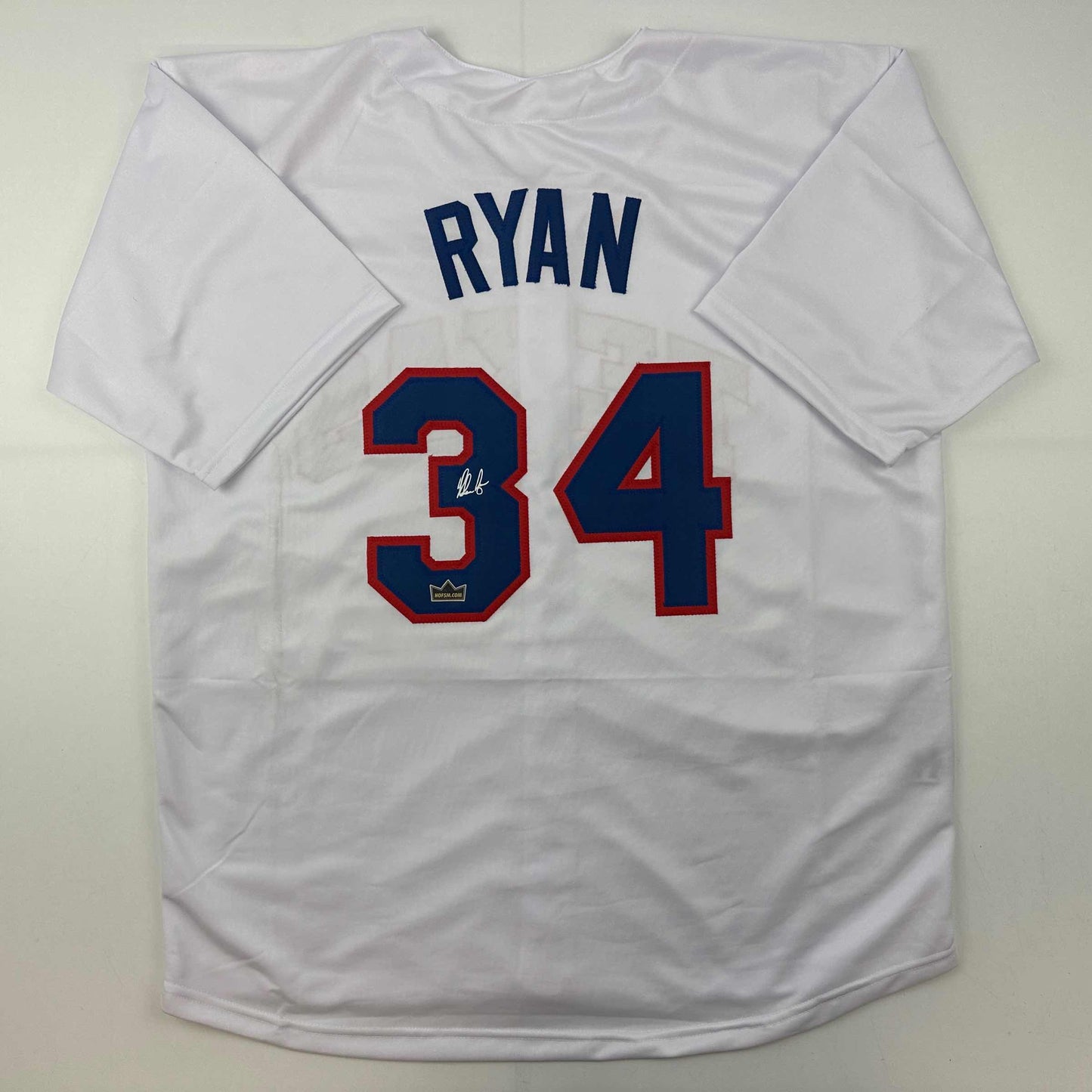 Facsimile Autographed Nolan Ryan Texas White Reprint Laser Auto Baseball Jersey Size Men's XL