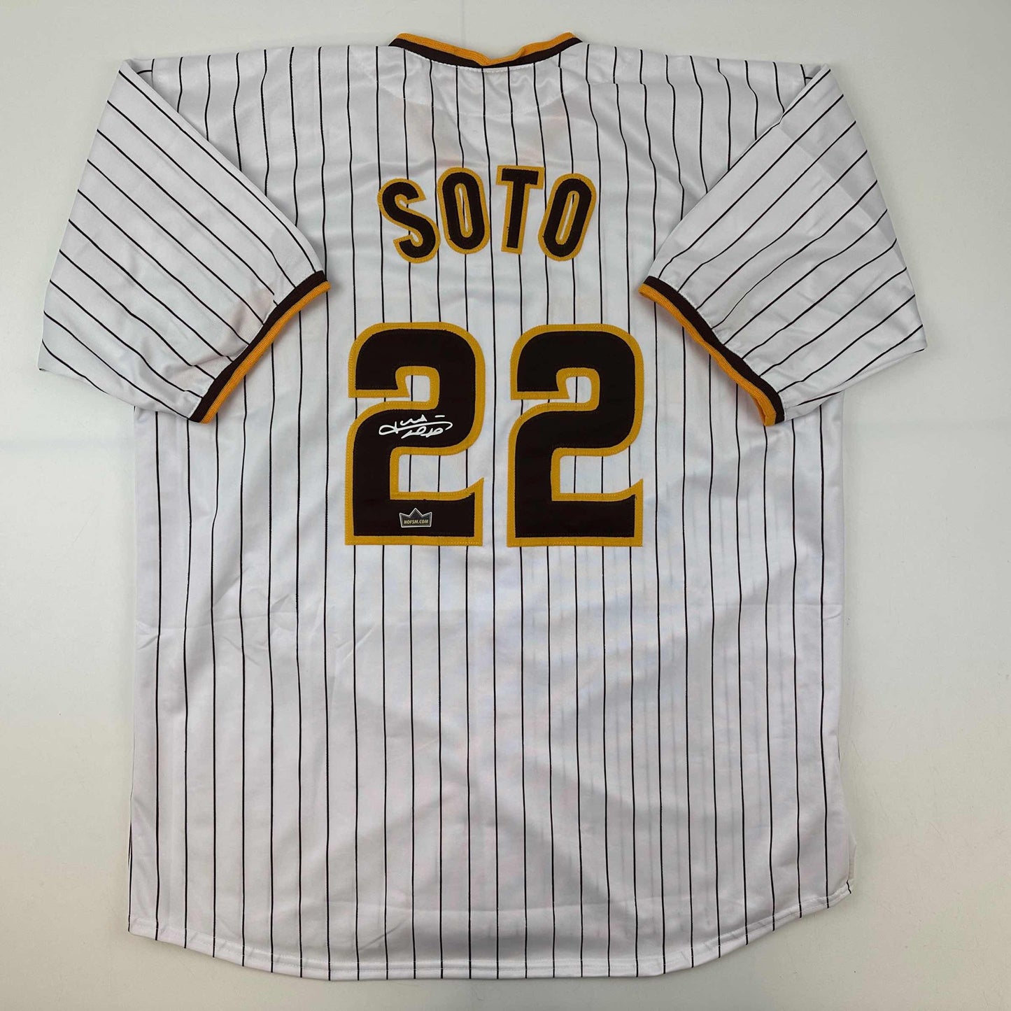Facsimile Autographed Juan Soto San Diego Pinstripe Reprint Laser Auto Baseball Jersey Size Men's XL