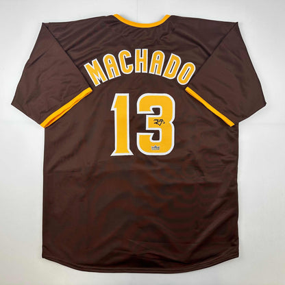 Facsimile Autographed Manny Machado San Diego Brown Reprint Laser Auto Baseball Jersey Size Men's XL