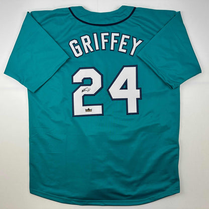 Facsimile Autographed Ken Griffey Jr. Seattle Teal Reprint Laser Auto Baseball Jersey Size Men's XL