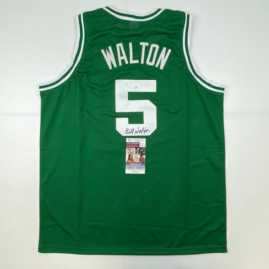 Autographed/Signed Bill Walton Boston Green Basketball Jersey JSA COA
