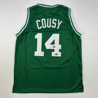 Facsimile Autographed Bob Cousy Boston Green Reprint Laser Auto Basketball Jersey Size Men's XL