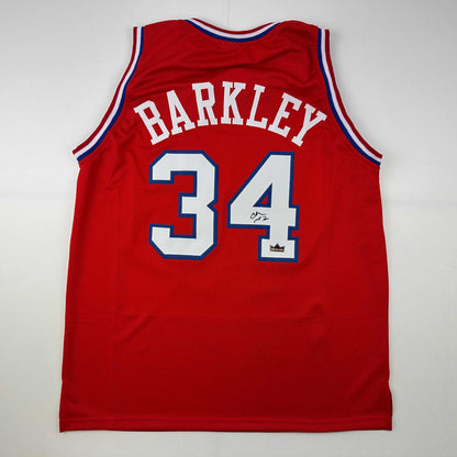 Facsimile Autographed Charles Barkley Philadelphia Red Reprint Laser Auto Basketball Jersey Size Men's XL