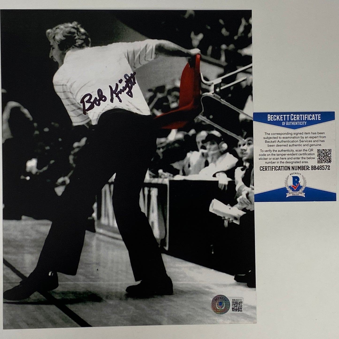 Autographed/Signed Bobby Bob Knight Chair Throw Indiana Hoosiers 8x10 College Basketball Photo Beckett BAS COA