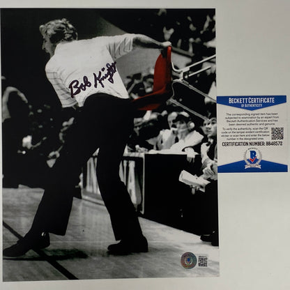 Autographed/Signed Bobby Bob Knight Chair Throw Indiana Hoosiers 8x10 College Basketball Photo Beckett BAS COA