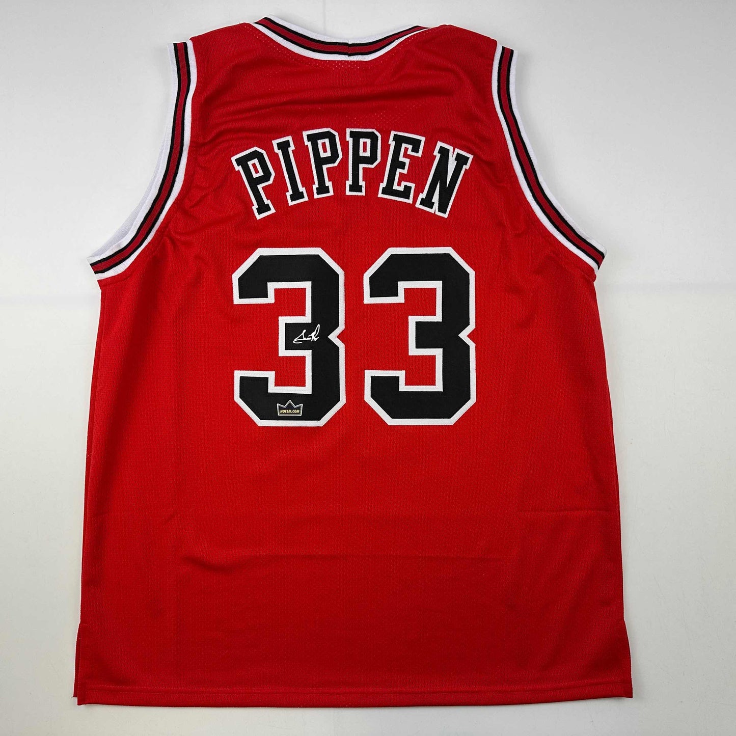 Facsimile Autographed Scottie Pippen Chicago Red Reprint Laser Auto Basketball Jersey Size Men's XL