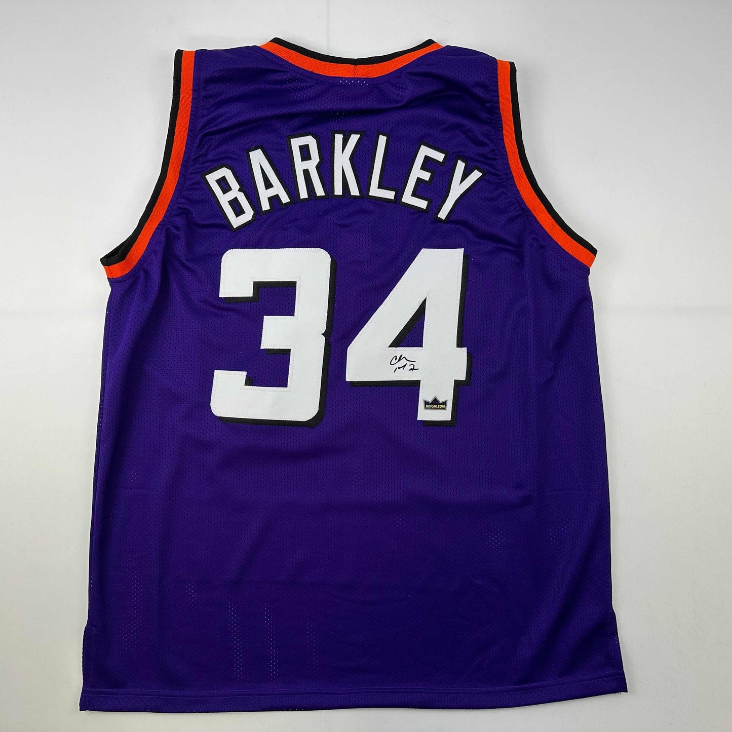 Facsimile Autographed Charles Barkley Phoenix Purple Reprint Laser Auto Basketball Jersey Size Men's XL