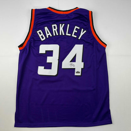 Facsimile Autographed Charles Barkley Phoenix Purple Reprint Laser Auto Basketball Jersey Size Men's XL