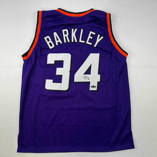 Facsimile Autographed Charles Barkley Phoenix Purple Reprint Laser Auto Basketball Jersey Size Men's XL