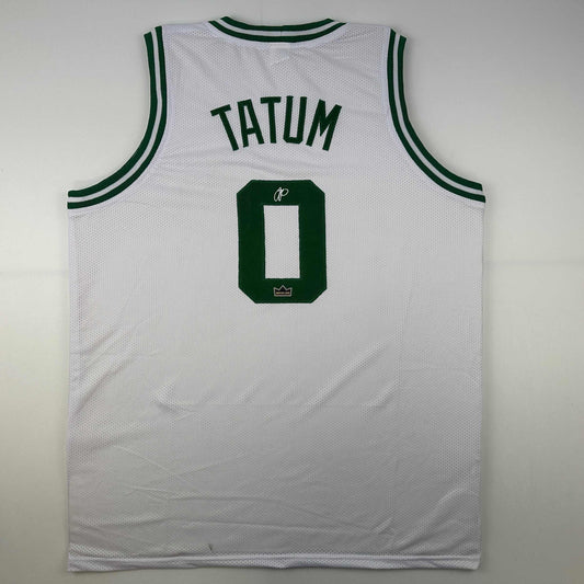 Facsimile Autographed Jayson Tatum Boston White Reprint Laser Auto Basketball Jersey Size Men's XL