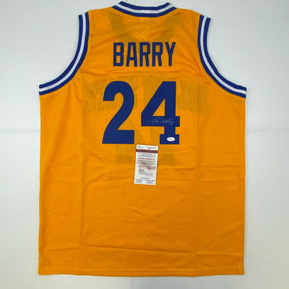 Autographed/Signed Rick Barry Golden State Yellow Basketball Jersey JSA COA