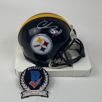 Autographed/Signed Chase Claypool Pittsburgh Steelers Mini Football Helmet Beckett BAS COA