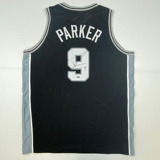 Autographed/Signed Tony Parker San Antonio Black Basketball Jersey Steiner COA