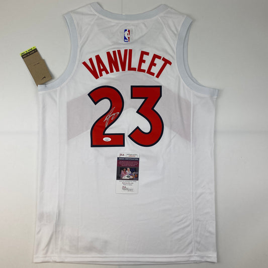 Autographed/Signed Fred VanVleet Toronto Raptors White Basketball Jersey JSA COA