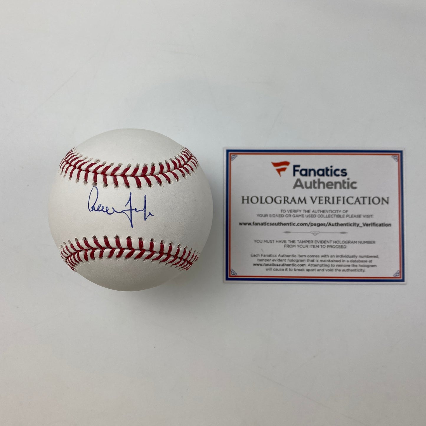 Autographed/Signed Aaron Judge Rawlings Official Major League Baseball ROML Fanatics COA
