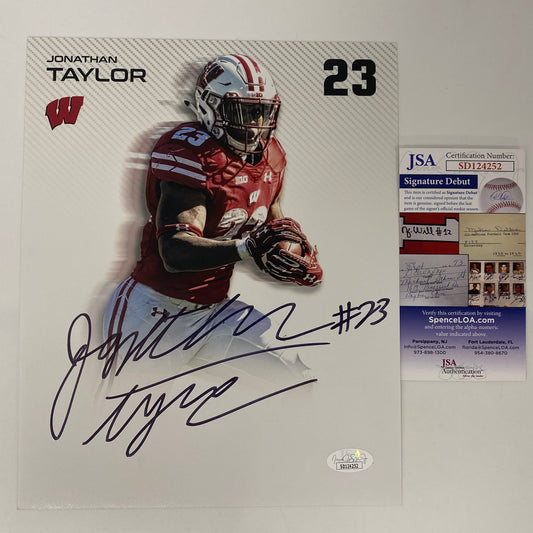 Autographed/Signed Jonathan Taylor Wisconsin Badgers 8x10 College Football Photo JSA COA #8