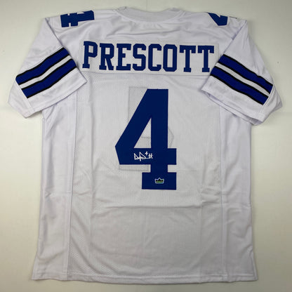 Facsimile Autographed Dak Prescott Dallas White Reprint Laser Auto Football Jersey Size Men's XL