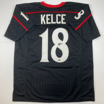 Facsimile Autographed Travis Kelce Cincinnati Black Reprint Laser Auto College Football Jersey Size Men's XL