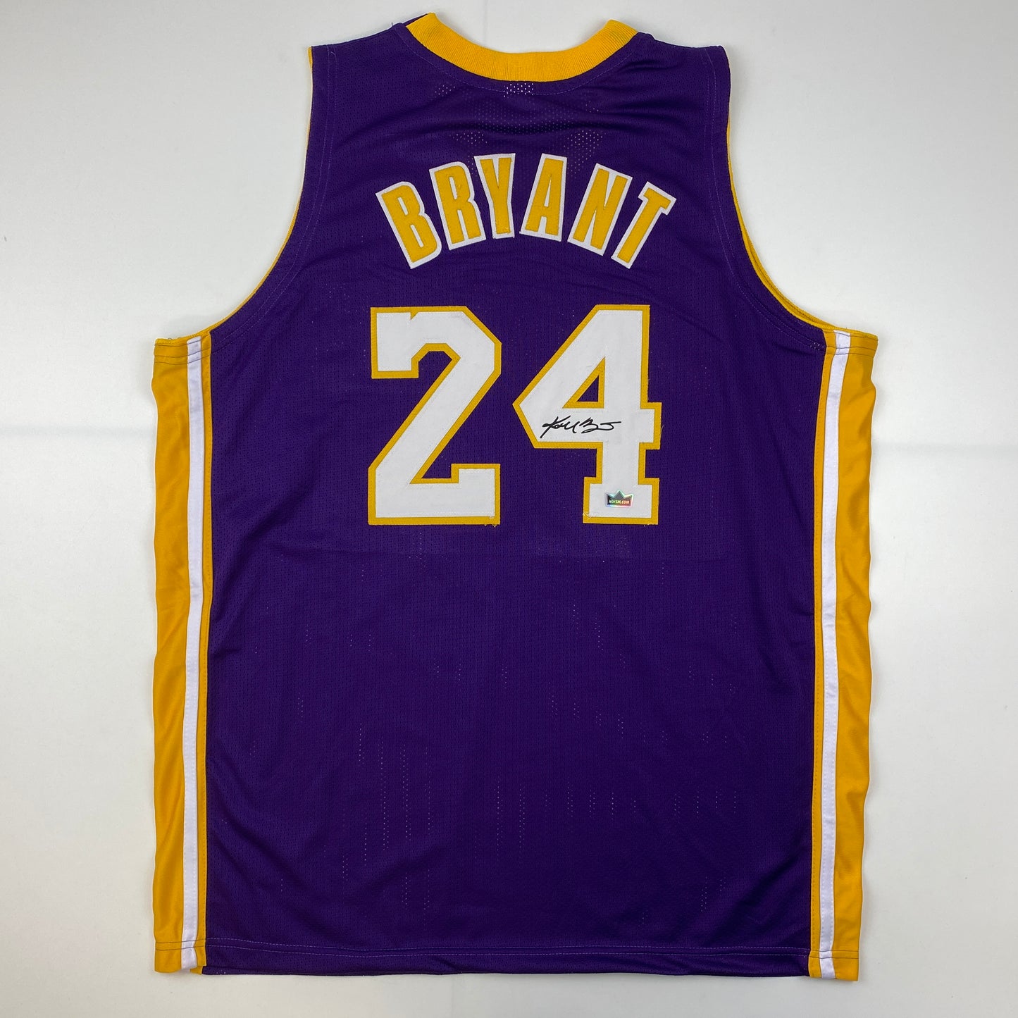 Facsimile Autographed Kobe Bryant #24 Los Angeles LA Purple Reprint Laser Auto Basketball Jersey Size Men's XL