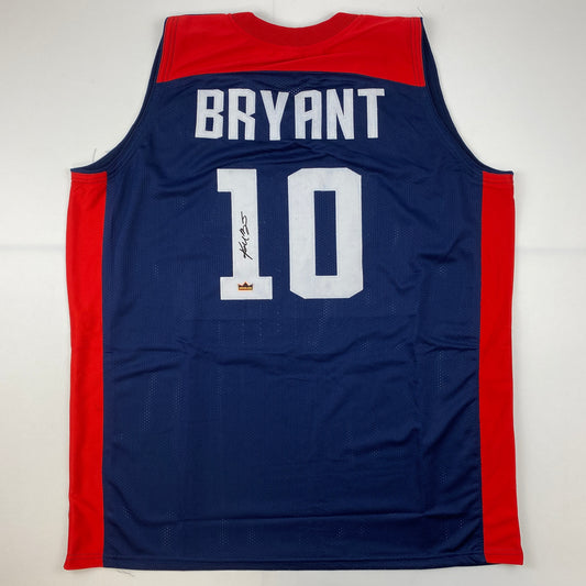 Facsimile Autographed Kobe Bryant United States Team USA Olympics Blue Reprint Laser Auto Basketball Jersey Size Men's XL