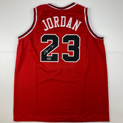Facsimile Autographed Michael Jordan Chicago Red Reprint Laser Auto Basketball Jersey Size Men's XL