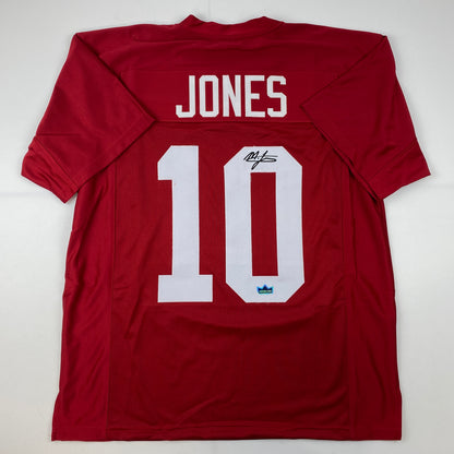 Facsimile Autographed Mac Jones Alabama Red Reprint Laser Auto College Football Jersey Size Men's XL