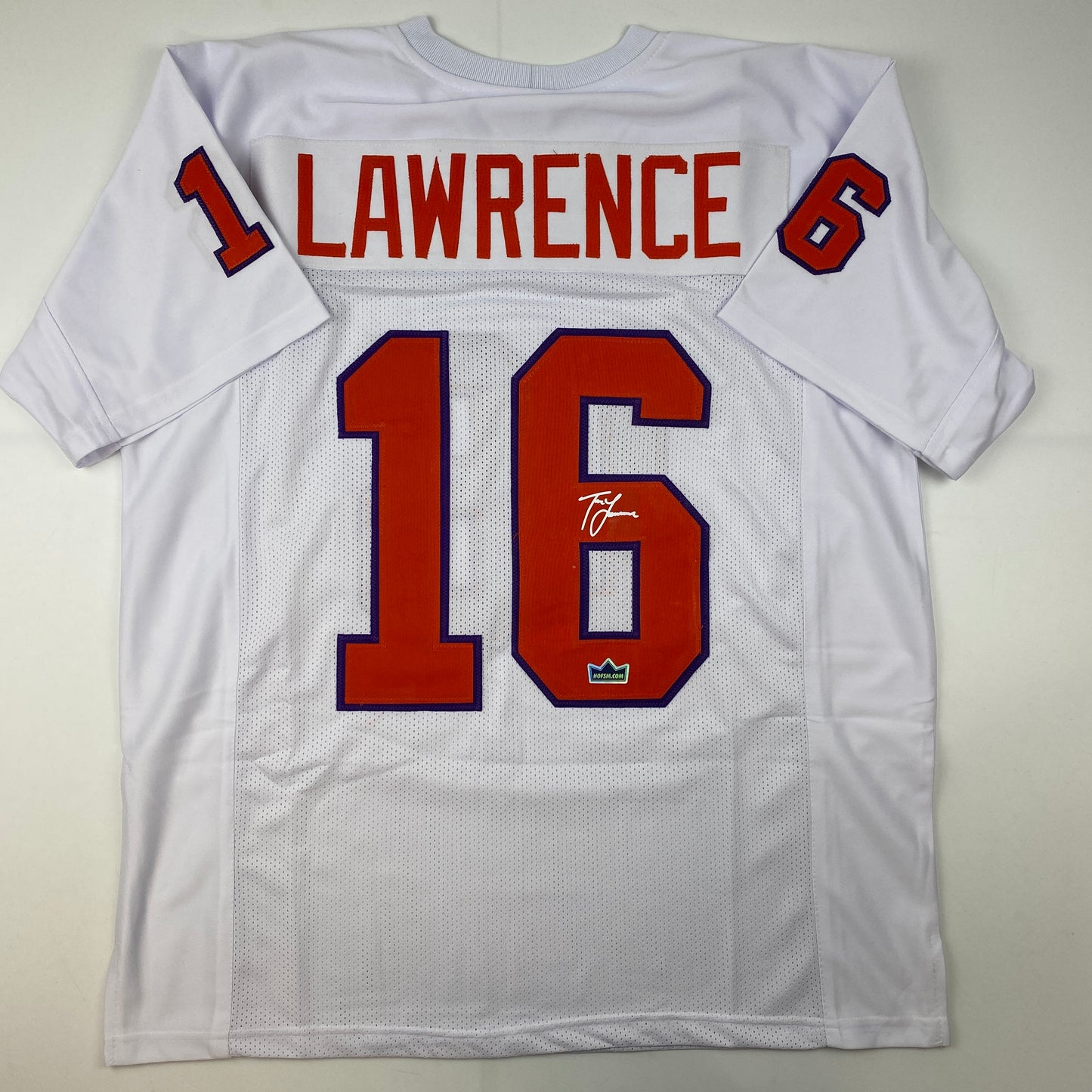 Facsimile Autographed Trevor Lawrence Clemson White Reprint Laser Auto College Football Jersey Size Men's XL
