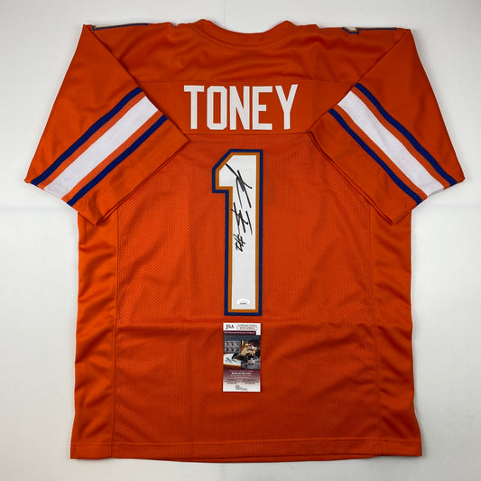 Autographed/Signed Kadarius Toney Florida Orange College Football Jersey JSA COA