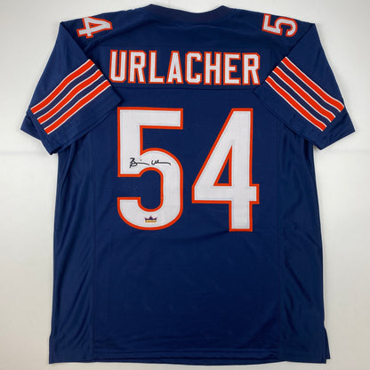 Facsimile Autographed Brian Urlacher Chicago Blue Reprint Laser Auto Football Jersey Size Men's XL
