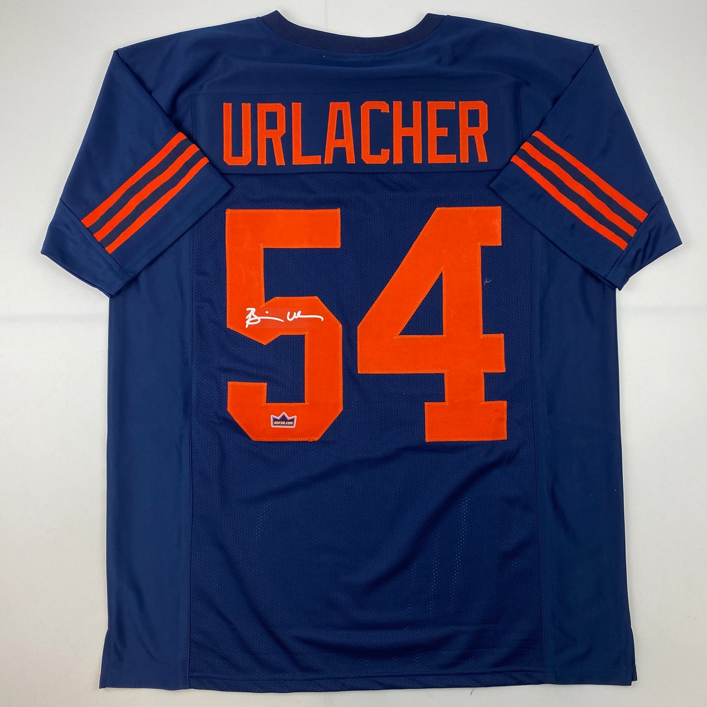 Facsimile Autographed Brian Urlacher Chicago Retro Blue Reprint Laser Auto Football Jersey Size Men's XL