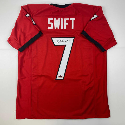 Facsimile Autographed D'Andre Swift Georgia Red Reprint Laser Auto College Football Jersey Size Men's XL