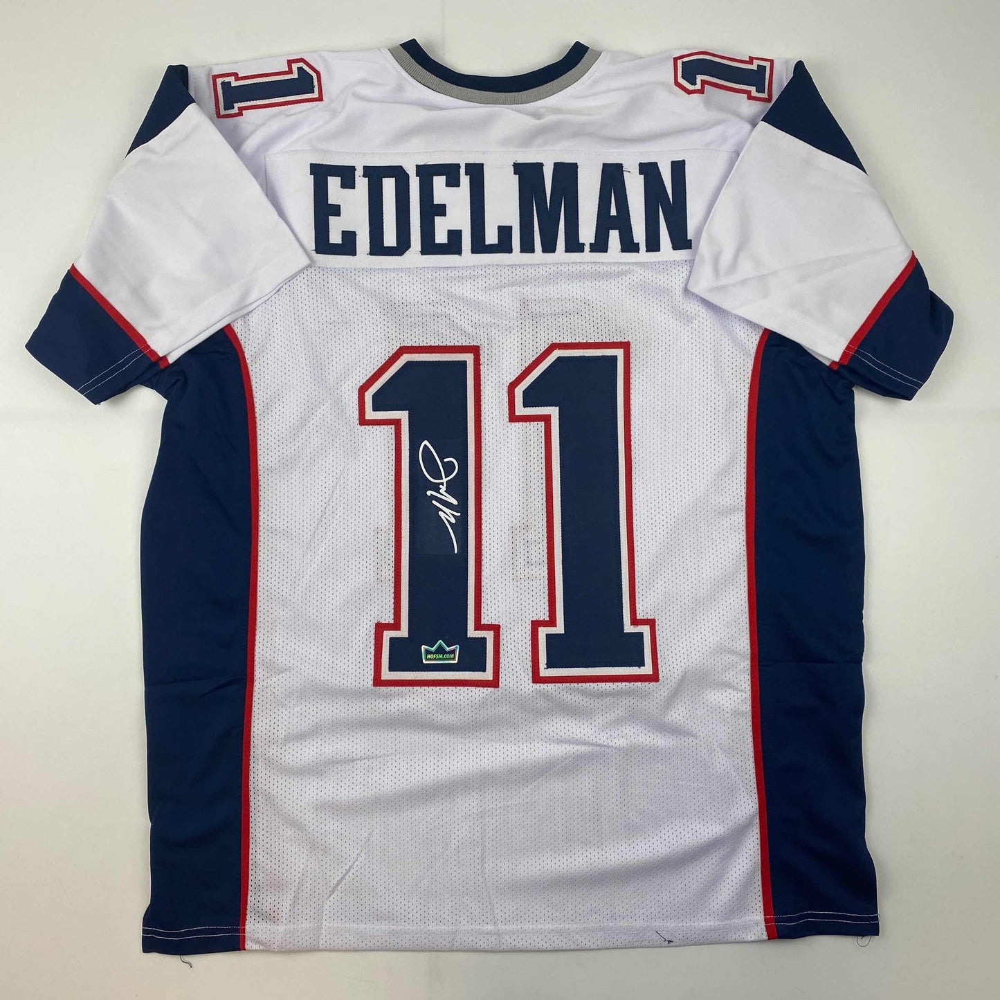 Facsimile Autographed Julian Edelman New England White Reprint Laser Auto Football Jersey Size Men's XL