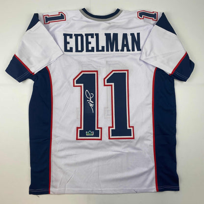Facsimile Autographed Julian Edelman New England White Reprint Laser Auto Football Jersey Size Men's XL