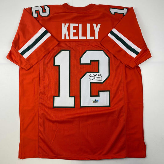 Facsimile Autographed Jim Kelly Miami Orange Reprint Laser Auto College Football Jersey Size Men's XL