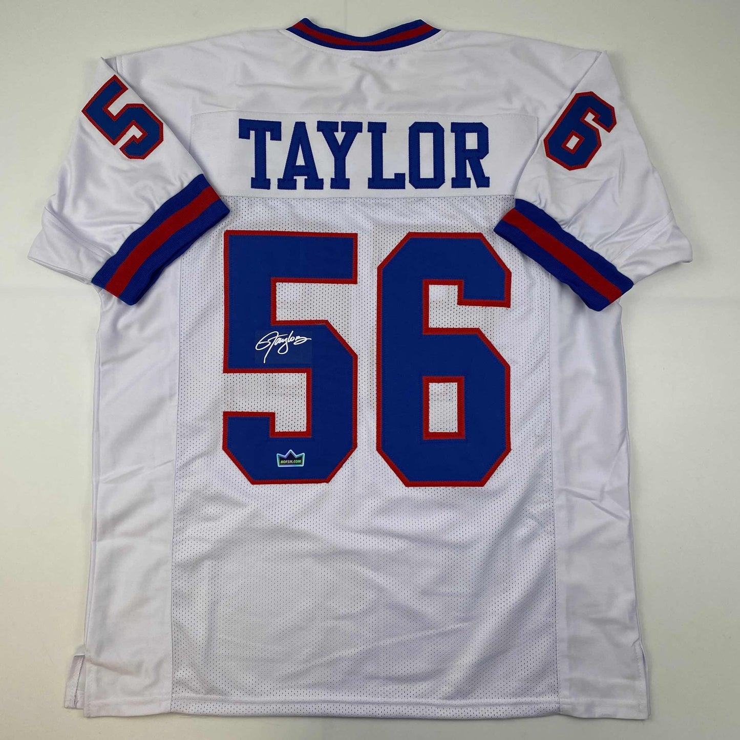 Facsimile Autographed Lawrence Taylor New York White Reprint Laser Auto Football Jersey Size Men's XL
