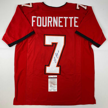 Autographed/Signed Leonard Fournette Tampa Bay Red Football Jersey JSA COA