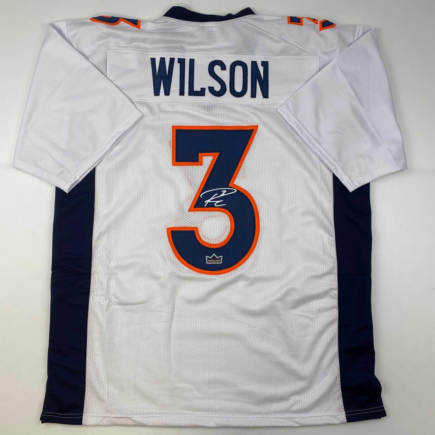 Facsimile Autographed Russell Wilson Denver White Reprint Laser Auto Football Jersey Size Men's XL