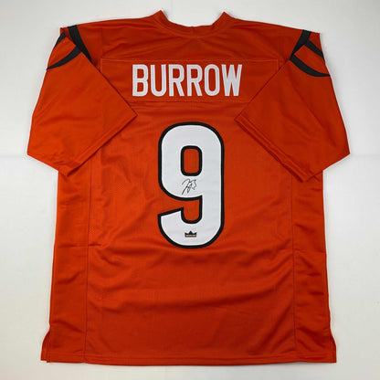 Facsimile Autographed Joe Burrow Cincinnati Orange Reprint Laser Auto Football Jersey Size Men's XL