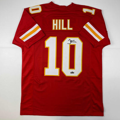 Facsimile Autographed Tyreek Hill Kansas City Red Reprint Laser Auto Football Jersey Size Men's XL