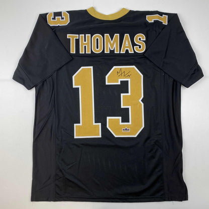 Facsimile Autographed Michael Thomas New Orleans Black Reprint Laser Auto Football Jersey Size Men's XL