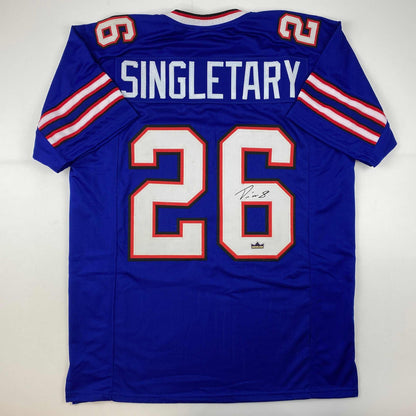 Facsimile Autographed Devin Singletary Buffalo Blue Reprint Laser Auto Football Jersey Size Men's XL