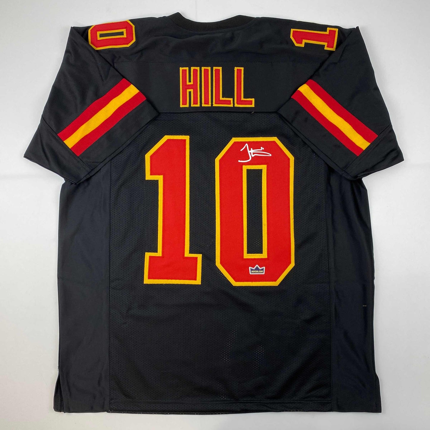 Facsimile Autographed Tyreek Hill Kansas City Black Reprint Laser Auto Football Jersey Size Men's XL