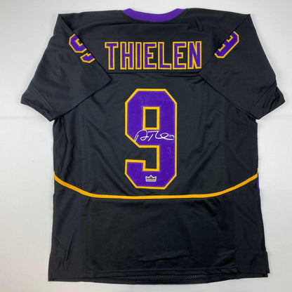 Facsimile Autographed Adam Thielen Minnesota State Black Reprint Laser Auto College Football Jersey Size Men's XL