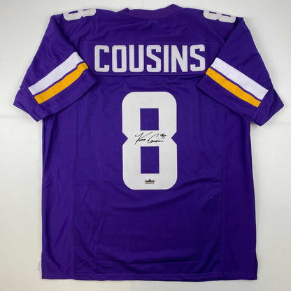 Facsimile Autographed Kirk Cousins Minnesota Purple Reprint Laser Auto Football Jersey Size Men's XL