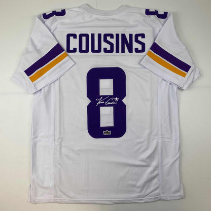 Facsimile Autographed Kirk Cousins Minnesota White Reprint Laser Auto Football Jersey Size Men's XL
