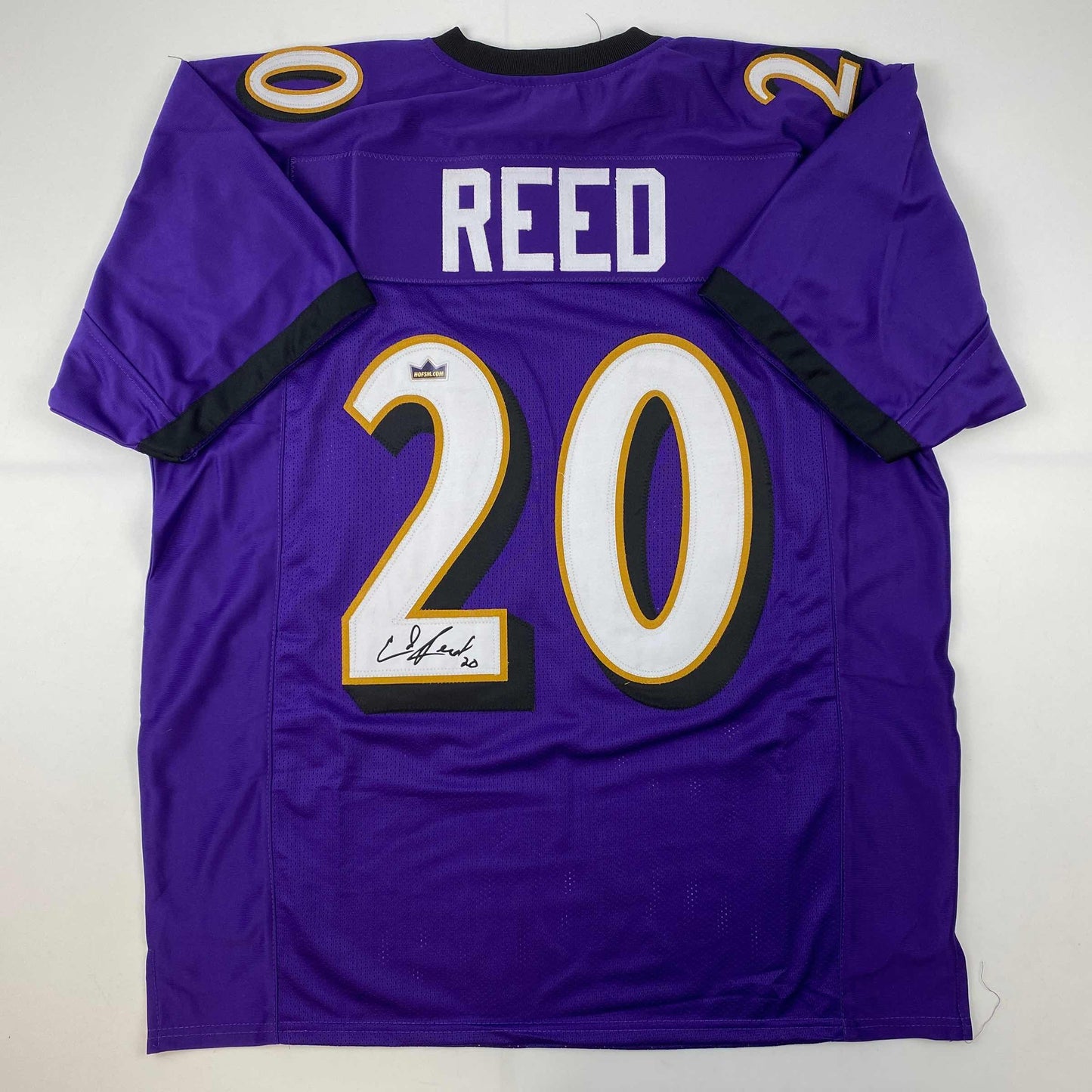 Facsimile Autographed Ed Reed Baltimore Purple Reprint Laser Auto Football Jersey Size Men's XL