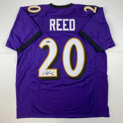 Facsimile Autographed Ed Reed Baltimore Purple Reprint Laser Auto Football Jersey Size Men's XL
